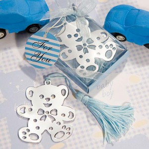 Lovable Teddy Bear Design Bookmarks - Blue wedding favors
