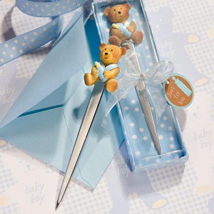 Lovable Teddy Bear Design Letter Openers- Blue wedding favors