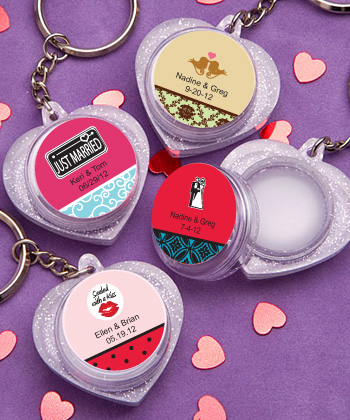 Personalized Expressions Collection Heart Design Lip Balm Key Chains wedding favors