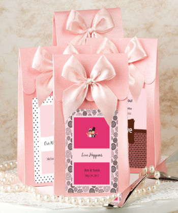 Pink "Delivered With Love" Boxes From The Personalized Expressions Collection wedding favors