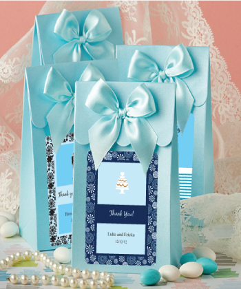 Blue "Delivered With Love" Boxes From The Personalized Expressions Collection wedding favors