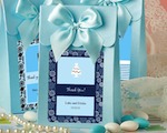 Blue "Delivered With Love" Boxes From The Personalized Expressions Collection wedding favors