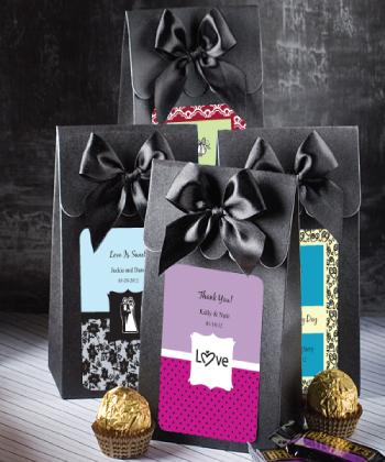Black "Delivered With Love" Boxes From The Personalized Expressions Collection wedding favors