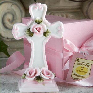 Capodimonte Collection Pink Cross Figurines wedding favors