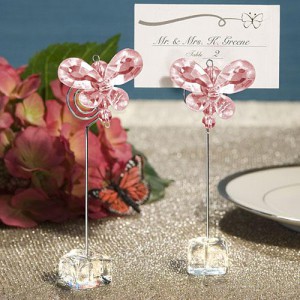 Exquisite Pink Crystal Butterfly Place Card Holders wedding favors