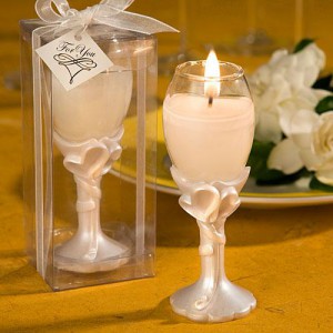 Double Heart Design Champagne Flute Candle Holders wedding favors