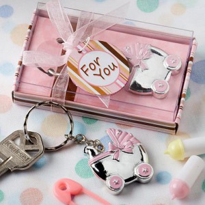 Pink Baby Carriage Design Key Chains wedding favors