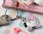 Pink Baby Carriage Design Key Chains wedding favors