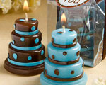 Luscious Blue And Brown Wedding Cake Candle Favors wedding favors