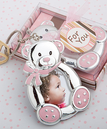 Pink Teddy Bear Design Photo Frame/key Chains wedding favors