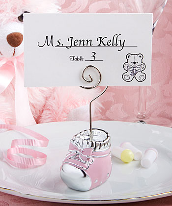 Pink Baby Bootie Place Card Holders wedding favors