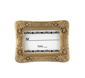Gold Resin Wedding Place Card Holders - White With Rhinestones wedding favors