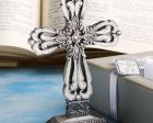 Pewter Color Cross Statue With Ivory Enamel Inlay wedding favors