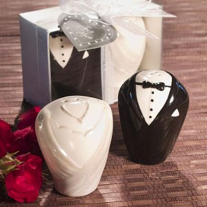 Adorable Bride & Groom Salt & Pepper Shaker Favors wedding favors
