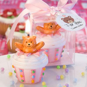 Teddy Bear-inspired Delectable Pink Cupcake Candles wedding favors