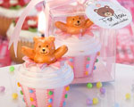 Teddy Bear-inspired Delectable Pink Cupcake Candles wedding favors