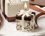 Ivory And Brown Gift Box Collection Candle Favor wedding favors
