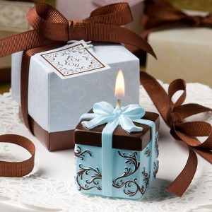 Brown And Blue Gift Box Collection Candle Favor wedding favors