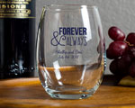 Personalized Stemless Wine Glasses 9 oz wedding favors