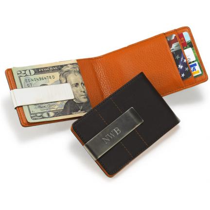 Personalized Metro Leather Wallet/Money Clip wedding favors