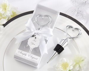 Simply Elegant Chrome Heart Bottle Stopper wedding favors