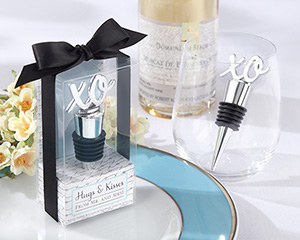 "Hugs & Kisses from Mr. & Mrs." XO Bottle Stopper wedding favors