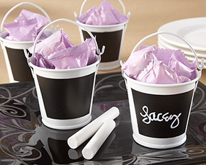 "Chalkboard" White Tin Pail (Set of 12) wedding favors
