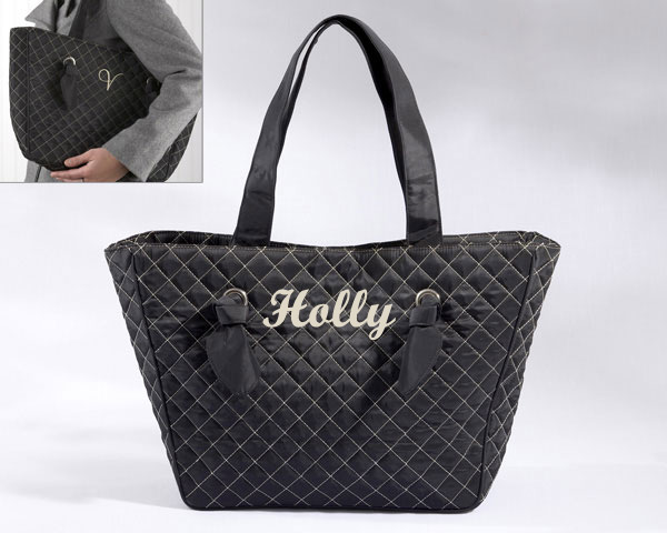 "Knotted Couture" Personalized Quilted Tote Bag wedding favors