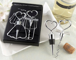 "Cheers to a Great Combination" Wine Set wedding favors