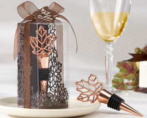 "Lustrous Leaf" Copper-Finish Bottle Stopper in Laser-Cut Leaf Gift Box wedding favors