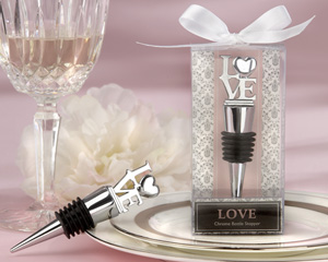 "LOVE" Chrome Bottle Stopper wedding favors