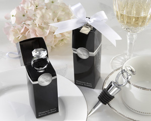 "With This Ring" Chrome Diamond-Ring Bottle Stopper wedding favors
