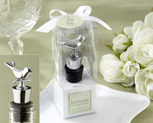 "Lovebirds" Chrome Bottle Stopper wedding favors