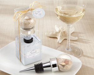 "Seaside" Sand and Shell-Filled Globe Bottle Stopper wedding favors