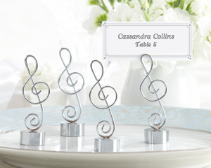 "Love Songs" Silver-Finish Music Note Place Card/Photo Holder wedding favors