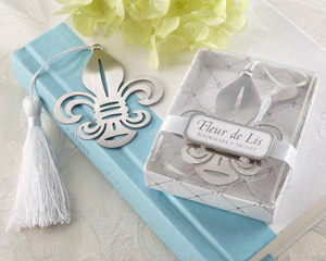 Fleur-de-Lis Metal Bookmark with Elegant White-Silk Tassel wedding favors
