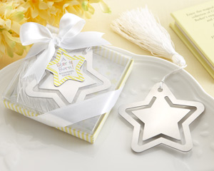 "A Star is Born!" Metal Bookmark with White-Silk Tassel wedding favors