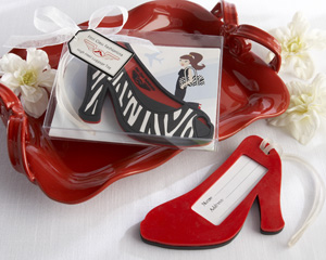 "First Class Fashionista" High Heel Luggage Tag wedding favors