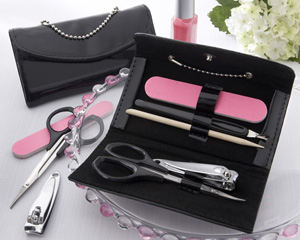 "Little Black Purse" Patent-Leather Five-Piece Manicure Set wedding favors