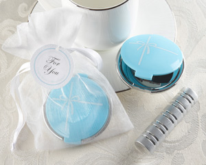 "Something Blue" Mirror Compact in Elegant Organza Pouch wedding favors