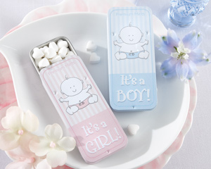 "It's a Boy" & "It's a Girl" Slide Mint Tin Favors (Pink and Blue) wedding favors