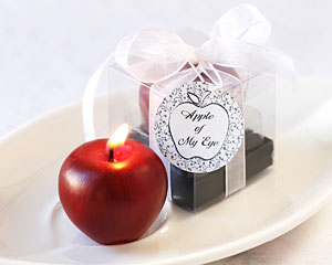 "Apple of My Eye" Mini-Candle in Gift Box with Ribbon and Tag wedding favors