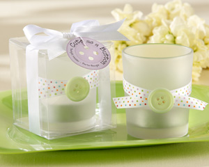 "Cute as a Button" Frosted-Glass Tealight Holder wedding favors