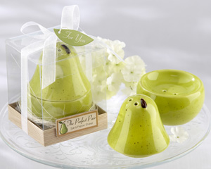 "The Perfect Pair" Ceramic Salt & Pepper Shaker wedding favors