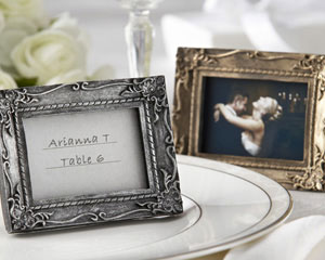"Work of Art" Antique-Finish Place Card Holder/Photo Frame wedding favors