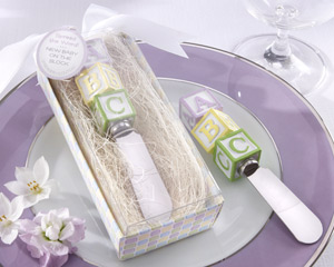 "New Baby on the Block" Alphabet Block Stainless-Steel Spreader wedding favors