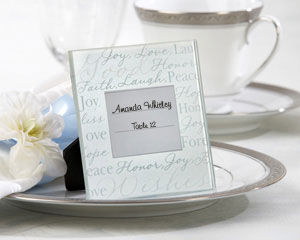 "Good Wishes" Pearlized-Glass Photo Frame/Place Card Holder wedding favors