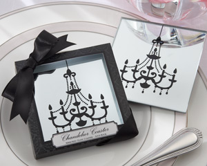 "Chandelier" Mirrored Glass Coasters wedding favors