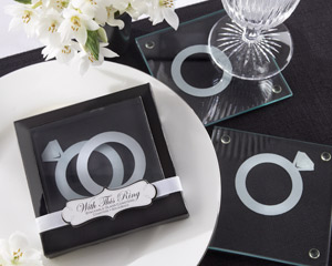 "With This Ring" Unique Stackable Glass Coasters wedding favors