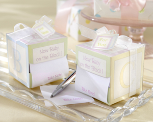 "Take Note! New Baby On the Block!" Sticky Notes wedding favors